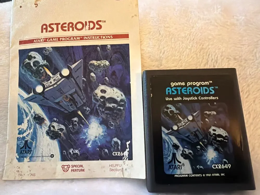 Vintage Atari 2600 Asteroids CX2649 Game Cartridge w/ Manual 1981